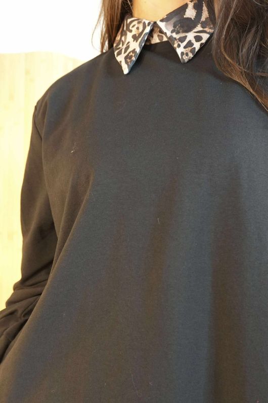 Oris 2 in 1 Pocketed Shirt Sweatshirt Leopard Black